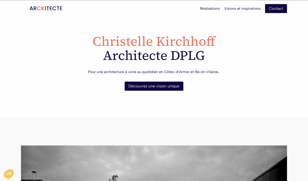 page d'accueil du site web de l'agence ARCKITECTE