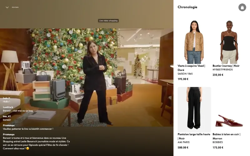 Session de Live Shopping par l'enseigne de vêtement Printemps